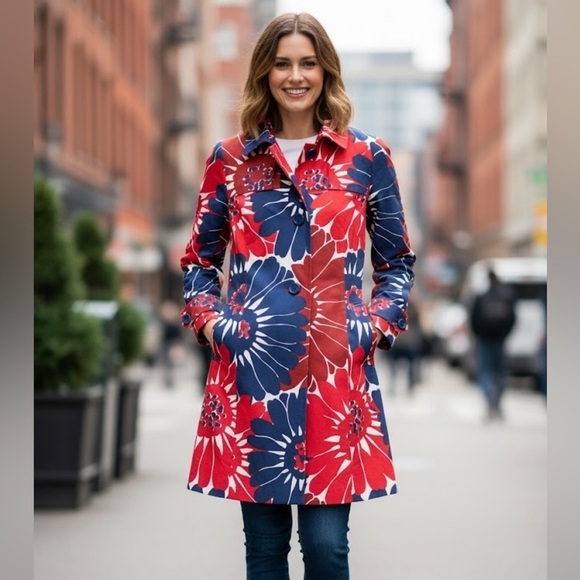 Boden Jackets & Blazers - Boden 100% Cotton Bold Floral Print Trench Jacket Coat ,US 6R